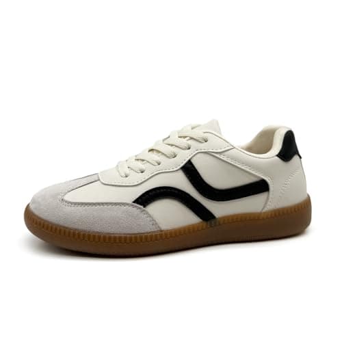 ZeroRun women's fashion sneakers retro tennis shoes women Lace-up & Slip-on casual sneakers for women Anti-Slip Rubber Sole Suitable for walking, tennis, casual office wear, and all-day comfort (white, Adult, Women, 6.5, Numeric, US Footwear Size System, Medium)