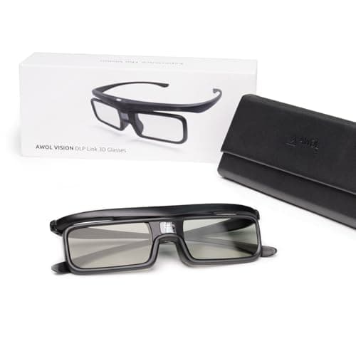 AWOL VISION DLP Link 3D Glasses, Rechargeable Active Shutter Eyewear compatible LTV-2500, LTV-3500, Vanish TV & other DLP-LINK 3D projectors (1 Pack)