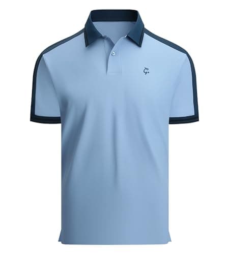 Alex Vando Men's Golf Polo Shirt Short Sleeve – Performance Stretch Nylon Pique Polo Shirts for Golf, Sports & Casual Wear,Blue,XL