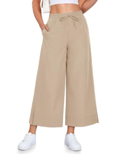 CAMPSNAIL Wide Leg Pants Women - 25"/29" Casual Summer Capri Yoga Pants Lightweight Sweatpants for Travel Business Work