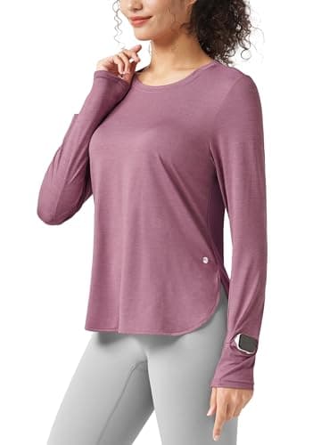 Willit Women's Long Sleeve Workout Tops Running Athletic Quick Dry Shirts Lightweight Yoga Gym T-Shirts UPF 50+ Purple XS