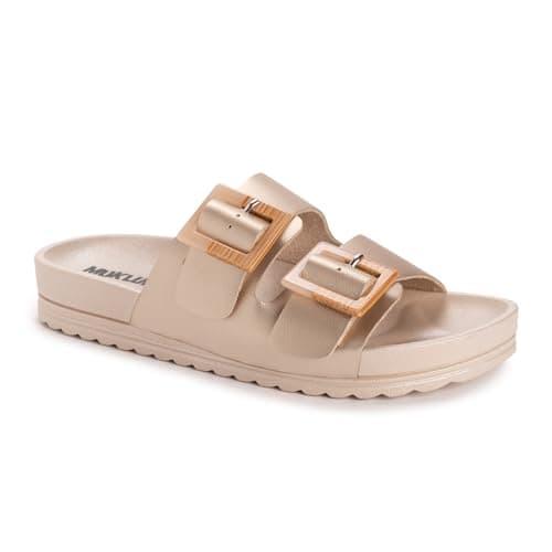 MUK LUKS Women's Grand Cayman Sandal, Soft Gold, 10
