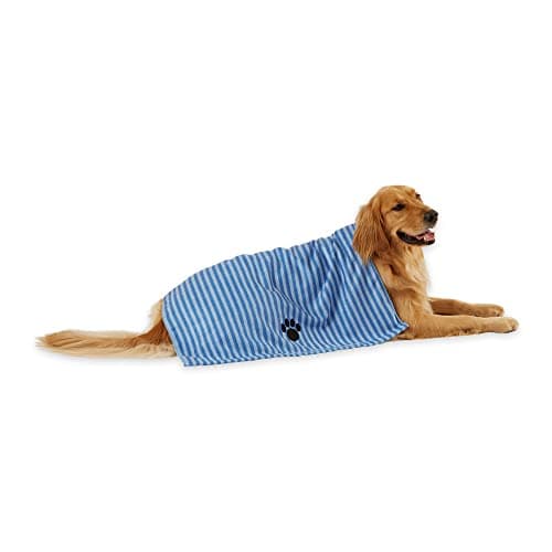 DII Design Embroidered Pet Towel, 44 x 27.5", Striped Blue