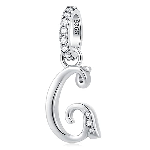 Alphabet CZ Letter G Pendant Charm, 925 Sterling Silver Initial G Dangle Beads fit Pandora Graduation Bracelet, Gift for Granddaughter Grandmother Grandma/Godmother