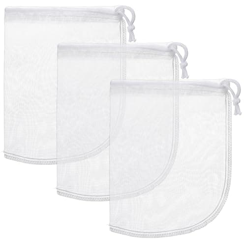 Dplolng 3 Pack Aquarium Media Bag 180 μm Fine Filter Medias Bag with Drawstring Reusable Nylon Media Bags for Aquarium Fish Tank Filter Impurities (8.66''X6.69'')