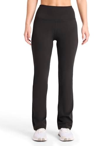 Reebok Women’s ID Train HR Bootcut Pant, Slim Fit, 31” Inseam, Lightweight Stretch Poly Motion Interlock Fabric, Moisture-Wicking, Black, Medium