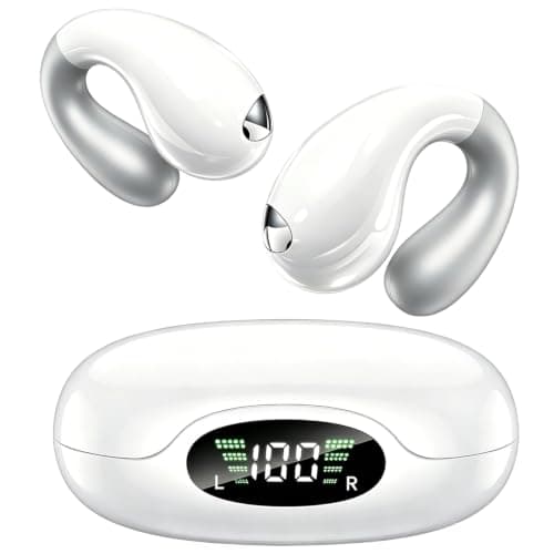 Ultra Open-Ear Earbuds – Comfort Bluetooth 6.1 Clip On Earbuds Over Ear Bone Conduction Earbuds with Secure Fit & AI-Powered Clear Calls,Open Ear Headphones for Work,Commute,Workout Running, Sports