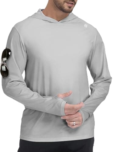 ZITY Men's Sun Protection Shirts Long Sleeve Rash Guard Hoodie UV UPF 50+ Fishing Running Athletic Sweatshirts Grey M