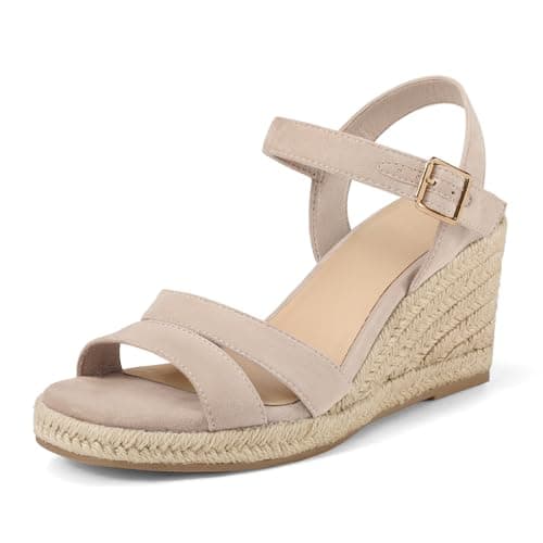 mysoft Women's Espadrilles Open Toe Wedge Sandals Ankle Strap Summer Dressy Shoes