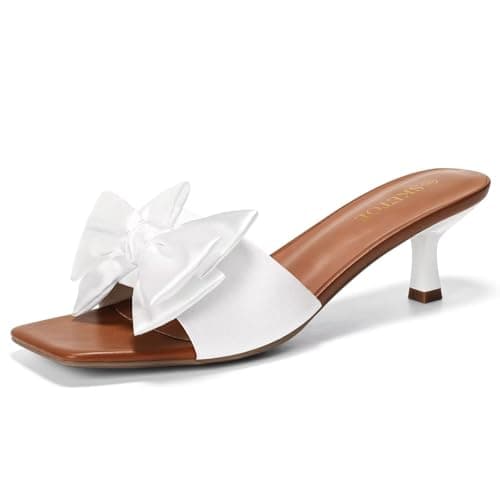 SKETOE Kitten Heels for Women Cute 2Inch Bow Heels Square Open Toe Heels for Wedding & Party Sandals