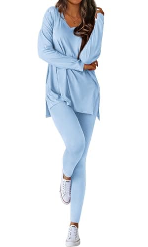 BTFBM Women 2 Piece Lounge Set Airport Travel Outfits,L,Light Blue