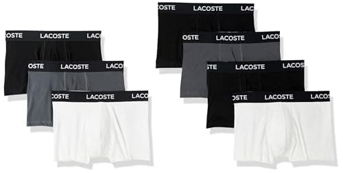 Lacoste Men's Cotton Stretch Essentials Trunks, 7-pack, Black/White/Shadow Grey, X-Large