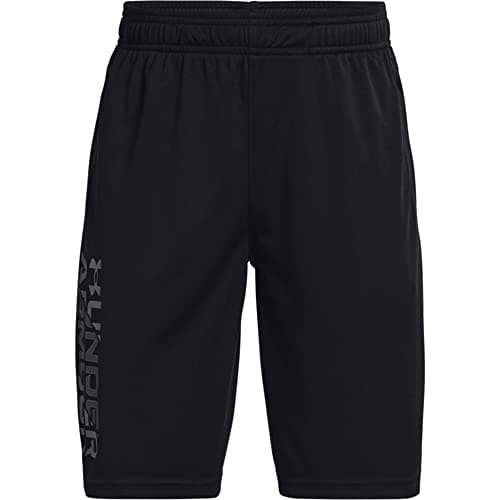 Under Armour boys Prototype 2.0 Wordmark Shorts , Black (002)/Pitch Gray , Youth Small