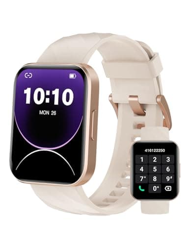 Dakofied Smart Watch (Answer/Make Calls), 1.85" Smart Watches for Men Women Digital Watch Fitness Tracker with 100+ Sport Modes Heart Rate Monitor for iOS Android Phones Waterproof Milky White