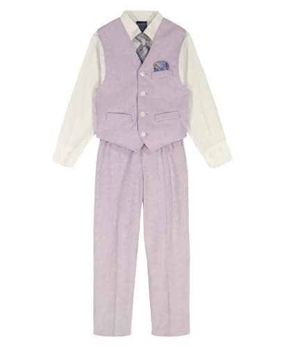 Nautica Boys' 4-Piece Formal Suit Set with Vest, Pants, Collared Dress Shirt, and Tie, Pastel Lilac, 3T