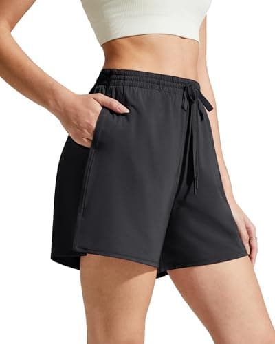 G4Free Running Shorts for Women Lightweight Flowy Shorts with Comfy Liner for Workout Athletic Gym (Black/Black,M)