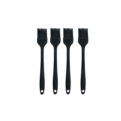 Silicone brush, Oil Brush for BBQ Kitchen Cooking Baking and Grilling (4 PCS,black)