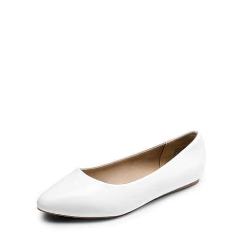 DREAM PAIRS Women's Wide Dress Pointed Toe Flats Ballet Comfort Soft Width Slip On Casual Flat Shoes for Work Office Business,Size 6W,White