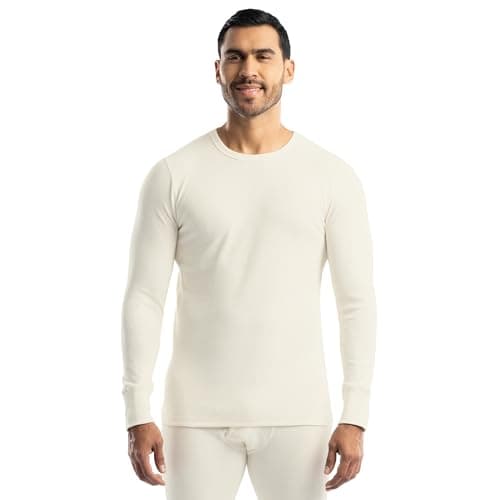 Realtree Men's Heavyweight Cotton Polyester Long Sleeve Thermal Underwear Top, Ivory, XX-Large