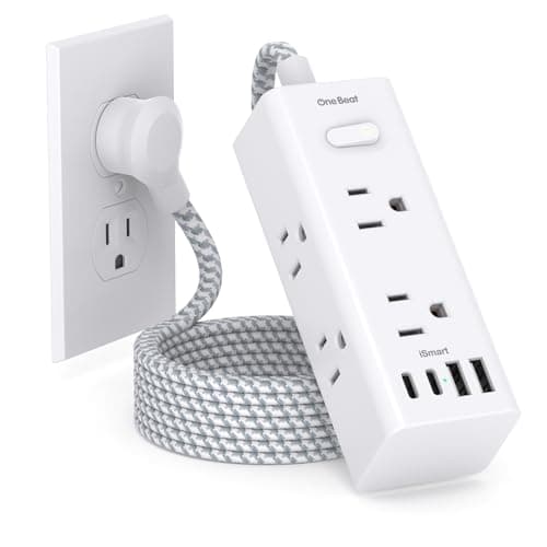 One Beat Surge Protector Power Strip, 5 Ft Flat Plug Extension Cord, 900J