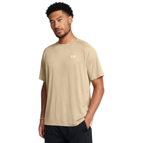 Under Armour Men's Tech Textured Short Sleeve T Shirt, (300) City Khaki / / White, 4X-Large