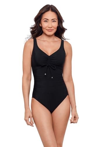 Aqua Green Women's Cinched V-Neck Shirred One Piece, Black, Small