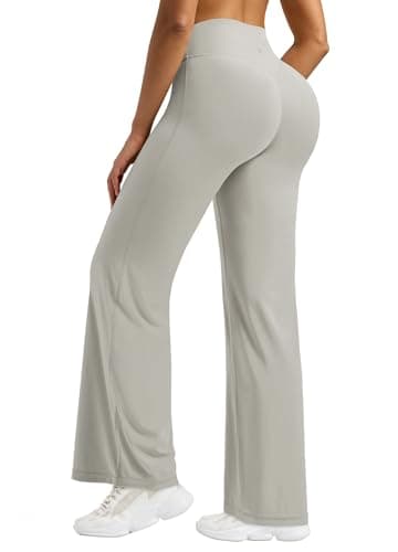 Willit Workout Gym Leggings for Women Straight Leg Bottoms Wide Leg Yoga Pants for Women High Waist Buttery Soft 33" Warm Sand XL