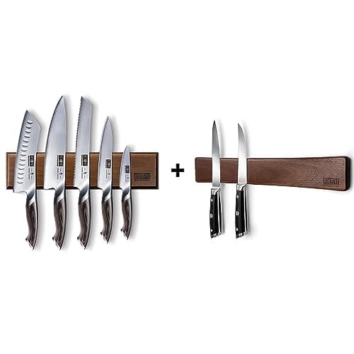 HOSHANHO Knife Set with Magnetic Knife Holder & Magnetic Knife Strips