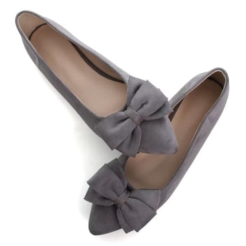 TN TANGNEST Women's Casual Flats Suede Pointed Toe Gray 42-9.5