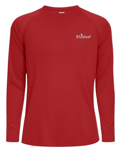Blueleaf UPF 50+ Boys Swim Shirt 2T to Youth Long Sleeve Rash Guard Kids Toddler UV Sun Protection Water Shirts for Beach Surf Quick Dry 5T/XS Red