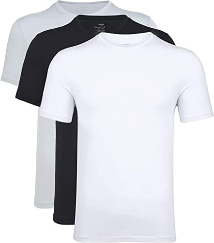 NACHILA Undershirts for Men - Viscose Made from Bamboo, 3 Pack Short Sleeve Tees Soft T-Shirts Comfy Loungewear Top Black/White/Light Gray S