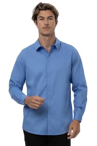 Chef Works Men's Premium Formal Dress Shirt, French Blue, Large
