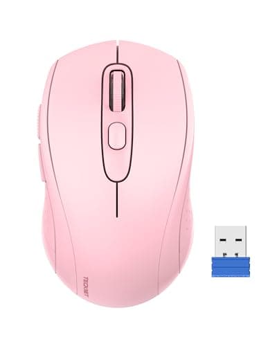 TECKNET Wireless Mouse for Laptop,4800 DPI,Silent Mouse with 6 Buttons Pink