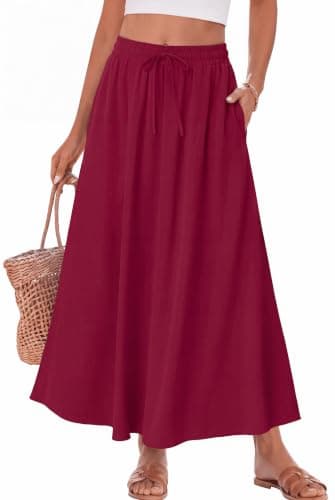 Lepunuo Women's Plus Size Maxi Skirt High Waisted with Pockets