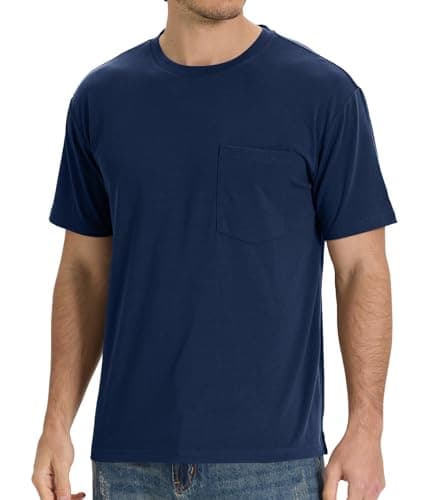 BAMBOO COOL Men's Pocket T-Shirts, Heavy Weight Crewneck Tshirt
