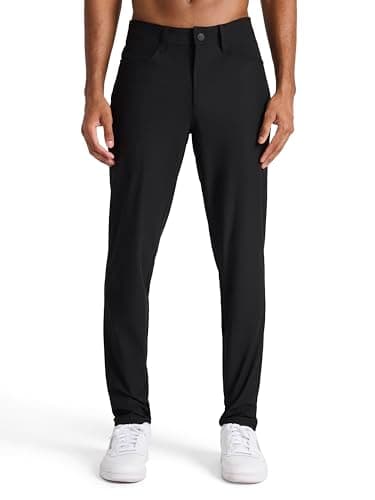 Reebok Men’s 5-Pocket Voyager Oblong Pant, Tapered Slim Fit, Lightweight Poly Double-Knit Fabric, Black, 34X30