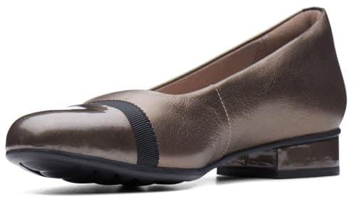 Clarks Women's Juliet Monte Pump, pewter leather/synthetic,7 Wide