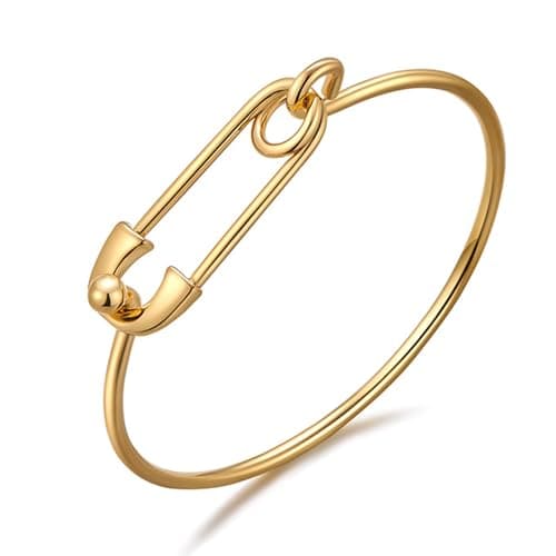 CUFELMU Thin Bangle Bracelet for Women – Minimalist Safety Pin Bracelet, Dainty & Adjustable Fashion Jewelry