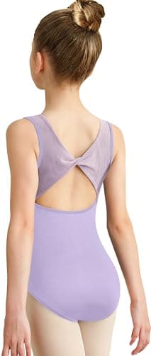 MOLLDAN Girls Ballet Leotard Mesh Tank Dance Tops with Lining(256149-09-10Y)