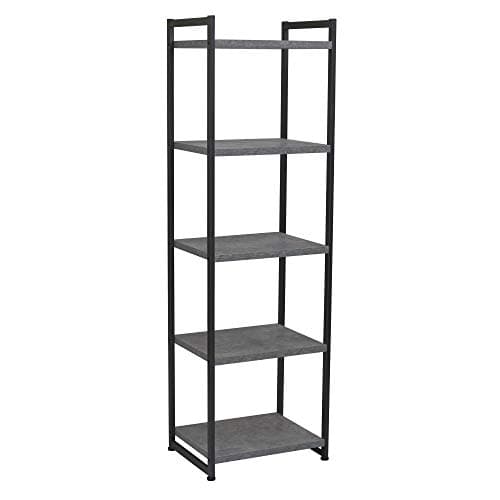 Household Essentials Slate Concrete & Iron Five-Shelf Tower Bookcase