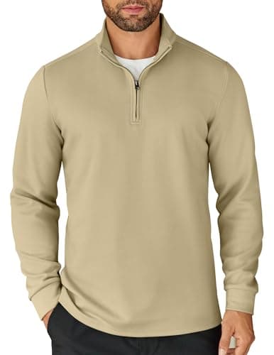 COOFANDY Mens Quarter Zip Up Pullover Lightweight Mock Neck Sweatshirt