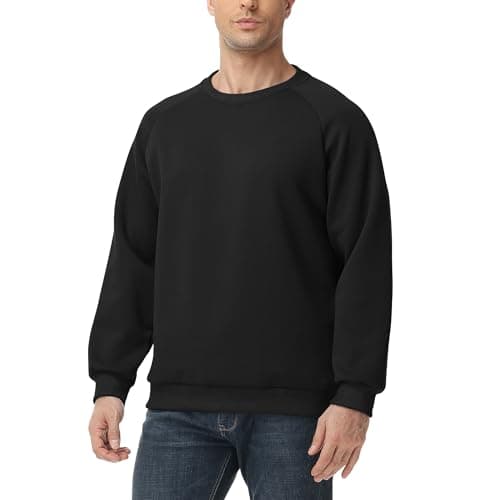 Pepypey Men's Heavyweight Crewneck Sweatshirt, Long Sleeve Pullover Black