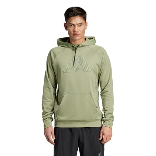 adidas Men's Game And Go Training Big Logo Hoodie, Tent Green, Small