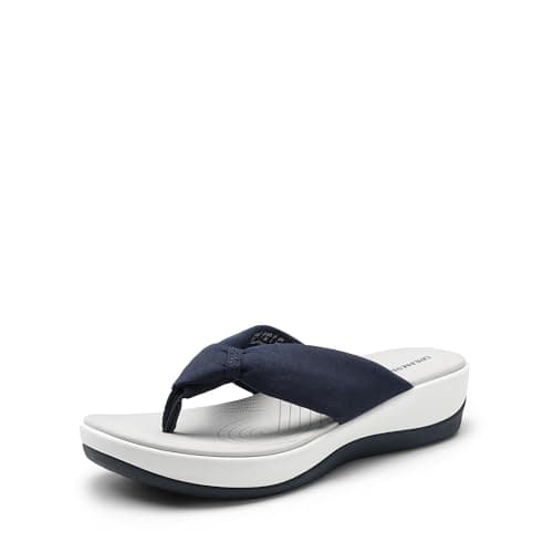 DREAM PAIRS Platform Flip Flops for Women Cushioned Thong Sandals with Soft Eva Foam Insole Lightweight Lycra fabric Comfort Dressy Slides Slippers for Summer Beach,Size 9,Navy,DWUMFF2509