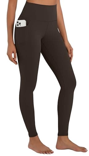 Sunzel Sunlissia High Waisted Leggings for Women with Pockets, Tummy Control Compression Yoga Pants, Workout Leggings for Gym, Running & Everyday Wear, 25" Inseam, Seal Brown, Small