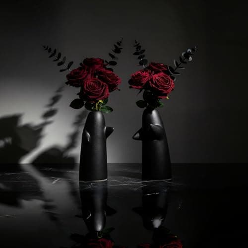 for Him – Embrace Ceramic Vase Set of 2, Black Hugging Design Flower Vase, Minimalist Romantic Home Decor for Anniversary & Love Gifts