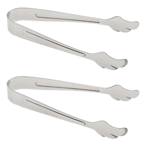 Pocoxll 2 Pack Silver Ice Tongs, 304 Stainless Steel Mini Sugar Tongs
