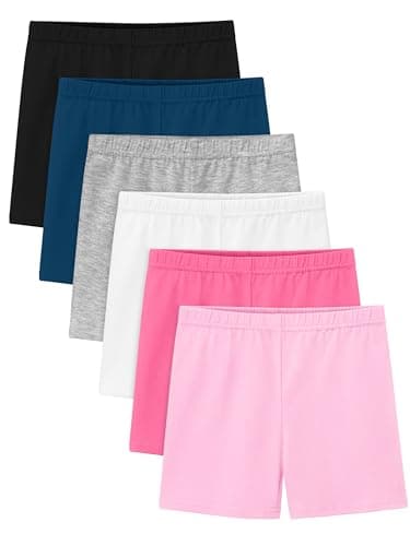 Ruisita 6 Pack Girls Cotton Biker Cartwheel Shorts Kids Safety Under Dress Dance Shorts