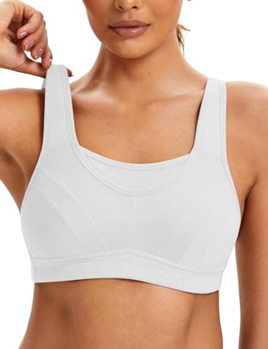 ZeroBound Women's Sports Bra High Impact Large Bust Full Coverage Workout Bras Adjustable Wirefree NO Padded Bra White