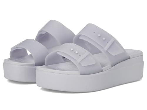 Crocs Women's Brooklyn Buckle Low Wedge Purple Moon 7 Medium